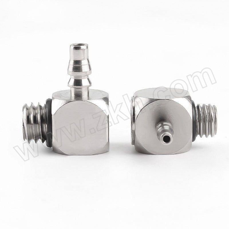 QIANHUAZHIKE/谦华智科 铜镀镍PT外螺纹L型迷你微型宝塔直角弯头 PL6-M5 6mm-M5 1个