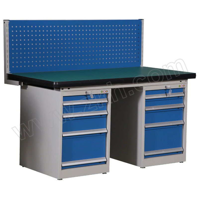 MKG/麦卡贡 重型防静电台面工作台双四抽带单方孔挂板 K564A 尺寸1800×750×1250mm 台面承载1000kg 蓝色 1台