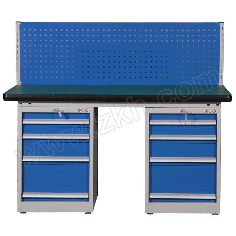 MKG/麦卡贡 重型防静电台面工作台双四抽带单方孔挂板 K564A 尺寸1800×750×1250mm 台面承载1000kg 蓝色 1台