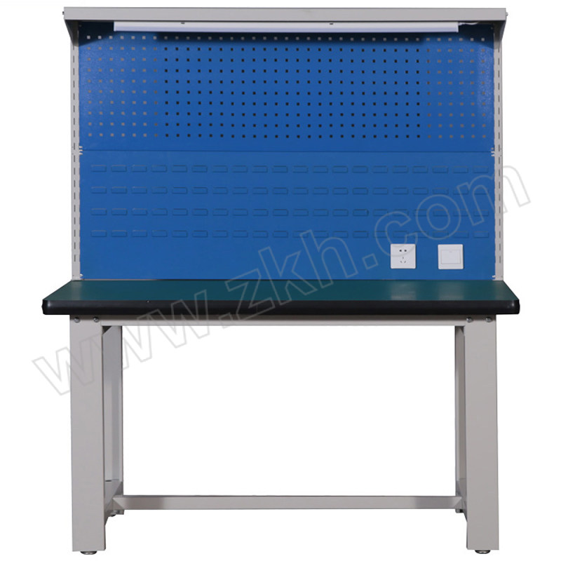 MKG/麦卡贡 重型防静电台面工作台单桌带双挂板灯架 K584A 尺寸2100×750×1740mm 台面承载1000kg 蓝色 1台