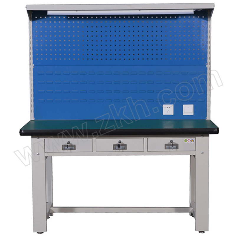 MKG/麦卡贡 重型防静电台面工作台横三抽带双挂板灯架 K612A 尺寸1800×750×1740mm 台面承载1000kg 蓝色 1台