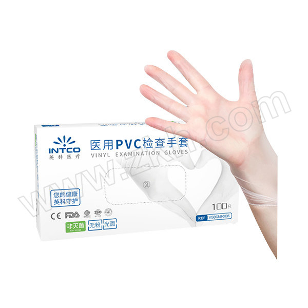 INTCO/英科医疗 医用PVC检查手套 Y78-10004 S 透明 单只5g 1盒