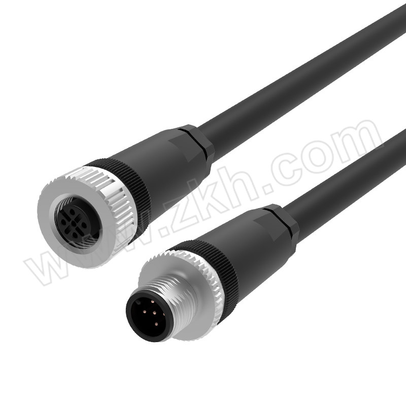 ZHAOLONG/兆龙 M12高柔工业传感器电缆组件 ZL7403A092 2×2×0.34mm² PUR 黑色 10m 1根