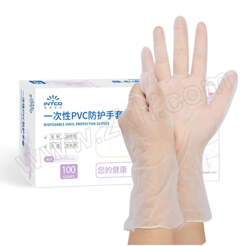 INTCO/英科医疗 一次性PVC手套 12" L 自然色 100只 1盒