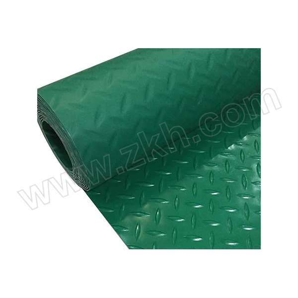 ZKH/震坤行 人字纹防滑地垫 DPH23G 3×15m 绿色 厚2.3mm 牛津底 加厚 1卷