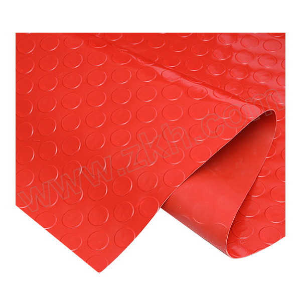 ZKH/震坤行 经济款铜钱纹防滑地垫 WPC11R 2×1m 红色 厚1.1mm 牛津底 1卷