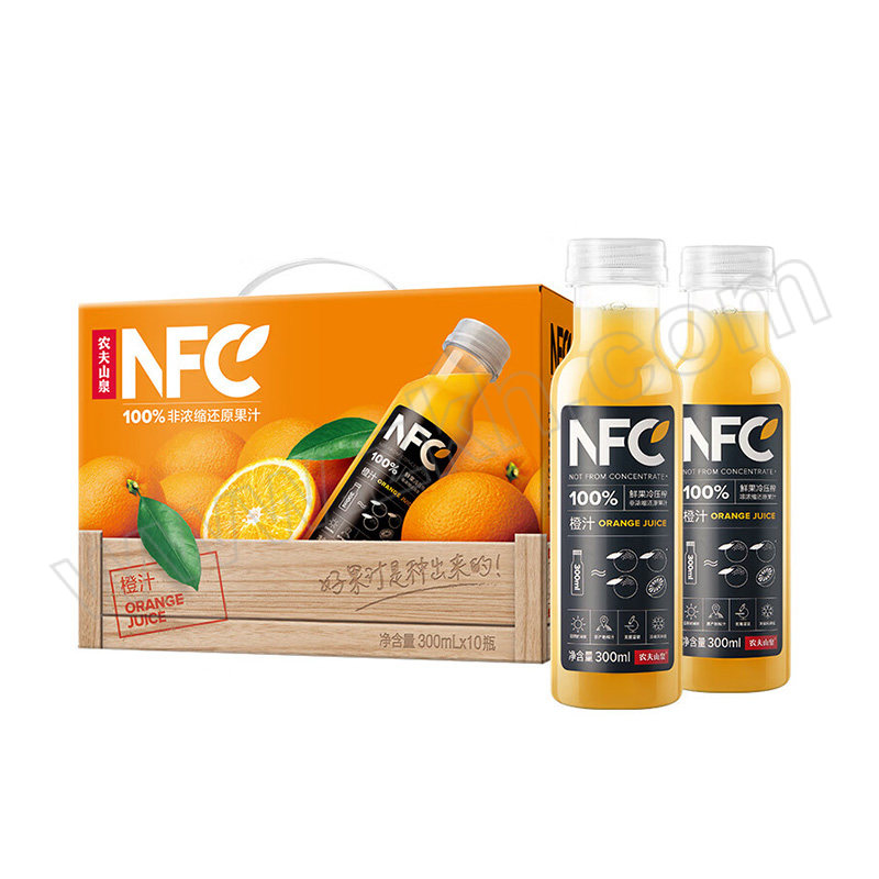 NFSQ/农夫山泉 100%NFC橙汁果汁饮料 300ml*10瓶 1箱
