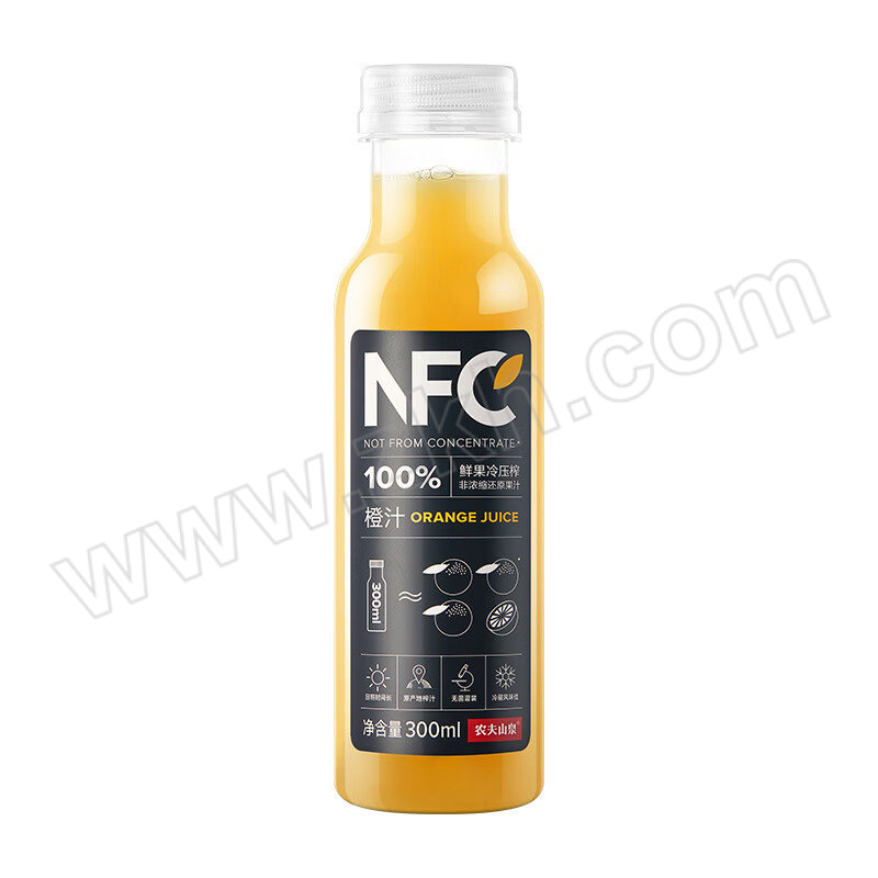NFSQ/农夫山泉 100%NFC橙汁果汁饮料 300ml*10瓶 1箱
