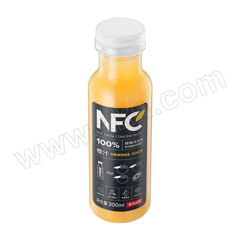 NFSQ/农夫山泉 100%NFC橙汁果汁饮料 300ml*10瓶 1箱
