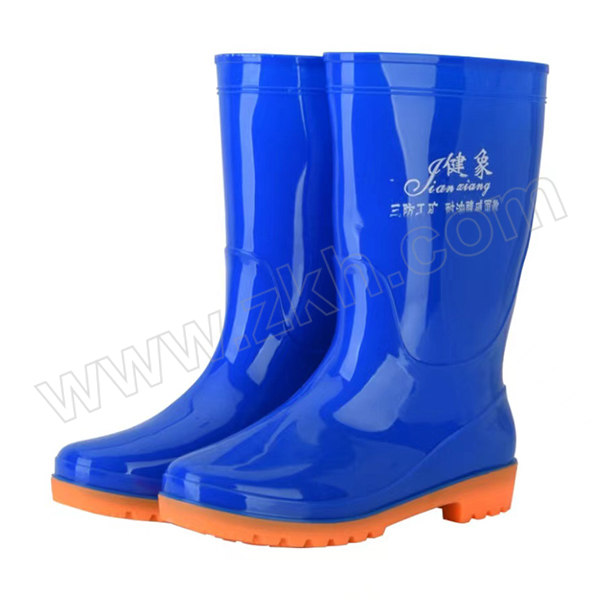 JIANXIANG/健象 女款PVC中筒橡塑雨靴 302 加棉 40码 筒高约28cm 蓝筒黄底 1双