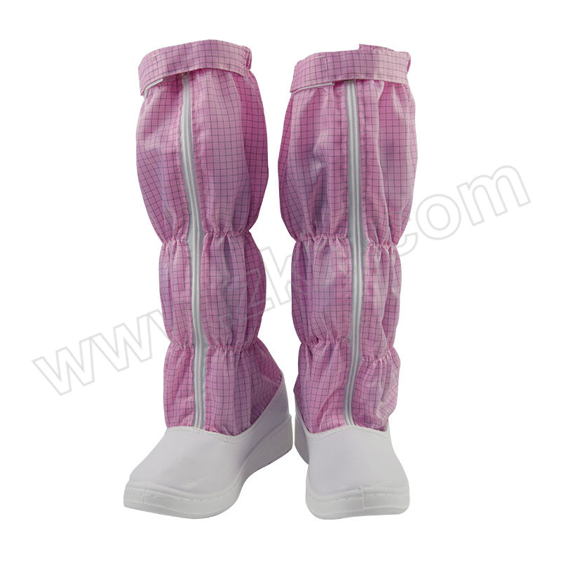 HYJJ/翰洋洁净 PU防静电网格长筒鞋 H-3516 46码 粉色 1双