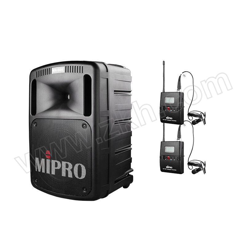 MIPRO/咪宝 无线户外音箱蓝牙便携式会议拉杆音响扩音机 MA-808 配双领夹话筒 黑色 1台