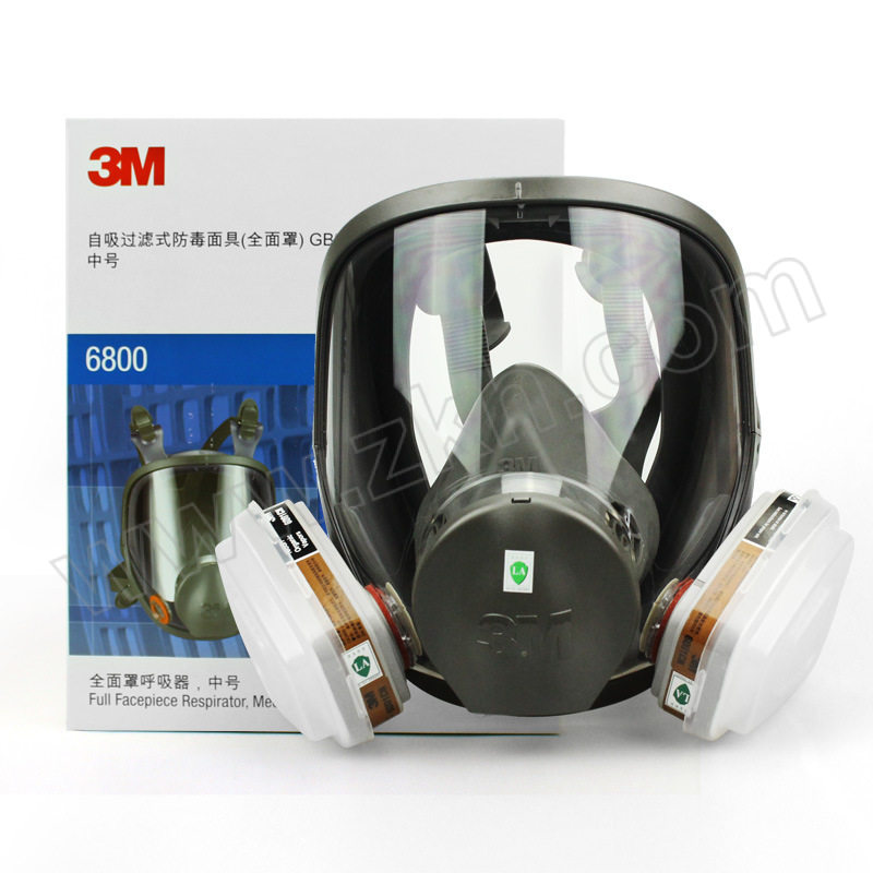 3M 3M全面具6800配6001呼吸防护套装 6800防毒面具七件套 含6800全面具×1个+6001滤盒×2个+5N11滤棉×2片+501滤棉盖×2个 1套