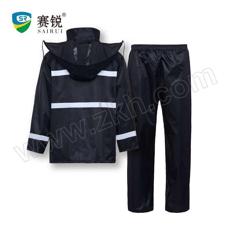 SAIRUI/赛锐 高警示雨衣套装 SR-8540 3XL 黑色 含上衣×1+裤子×1 1套