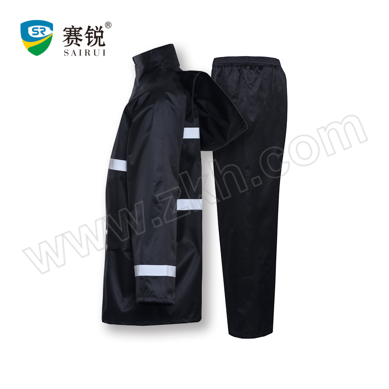 SAIRUI/赛锐 高警示雨衣套装 SR-8540 3XL 黑色 含上衣×1+裤子×1 1套