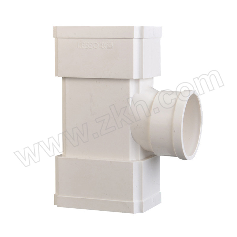 LESSO/联塑 方接圆三通(侧面) 75mm×50mm×50mm PVC-U方形雨落水配件 白色 1个