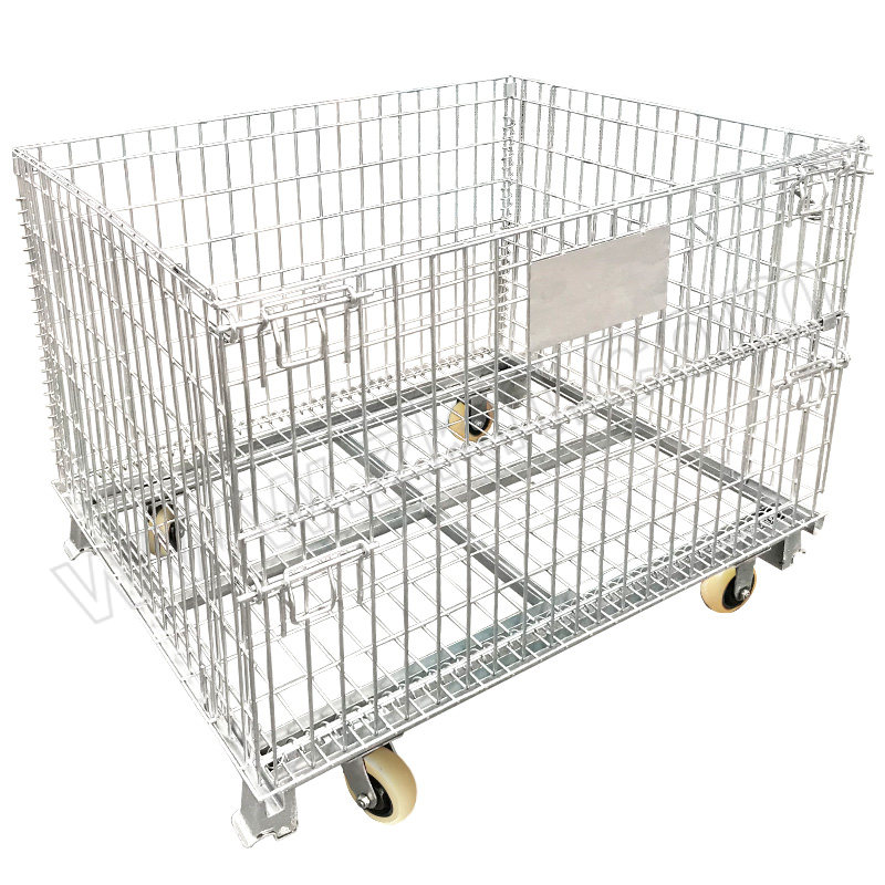 JTSG/京图尚冠 带轮钢制仓储笼车 TD287 尺寸1000×800×840mm 网目规格50×50mm 承重500kg 1辆
