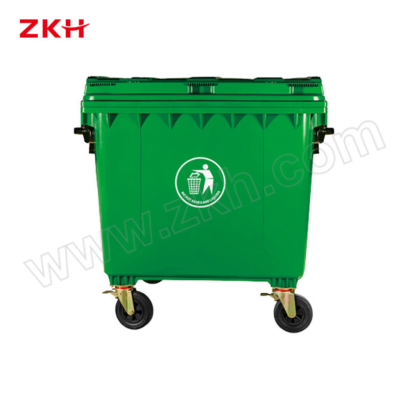 ZKH/震坤行 带轮加厚户外大型垃圾车 ZKH-1100L-1 135×103×129cm 绿色 1个