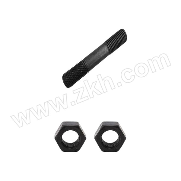 ZKH/震坤行 GB901套件 双头螺栓套件 碳钢 8.8级 发黑 配2螺母 M12×75 1套