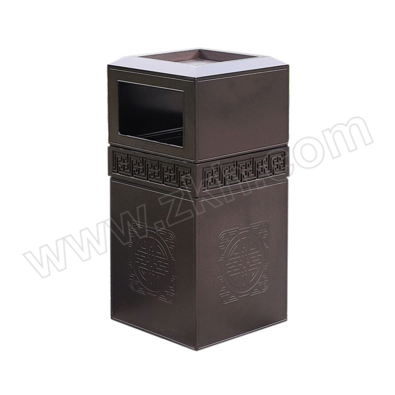 ZHLA/中环力安 户外时尚简约垃圾桶 ZHLA-LJT-046 40×40×80cm 40L 深棕色 铸铝 1个