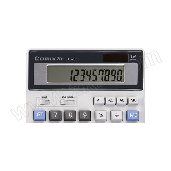COMIX/齐心 中号宽屏财务计算机 C-2035 12位 双电源 160×165×40mm 1台