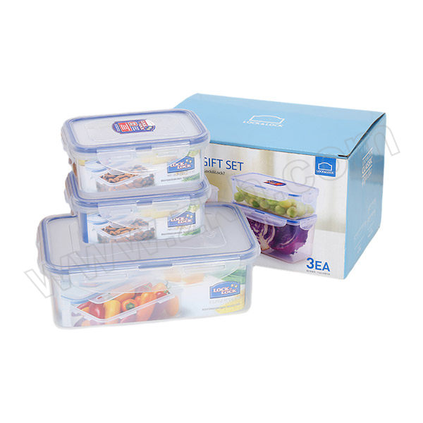 LOCK&LOCK/乐扣乐扣 塑料保鲜盒3件套 HPL817S001 350mL×2 1000mL×1 1套