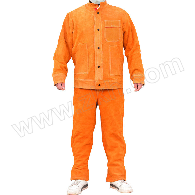 ZYE/者也 牛皮电焊防护服套装 220307-4 L 橘色 含上衣×1+裤子×1 1套