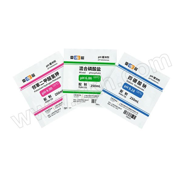 LEICI/雷磁 pH4.00、6.86、9.18缓冲试剂套装 780500N01 粉剂 3种×5包 1套