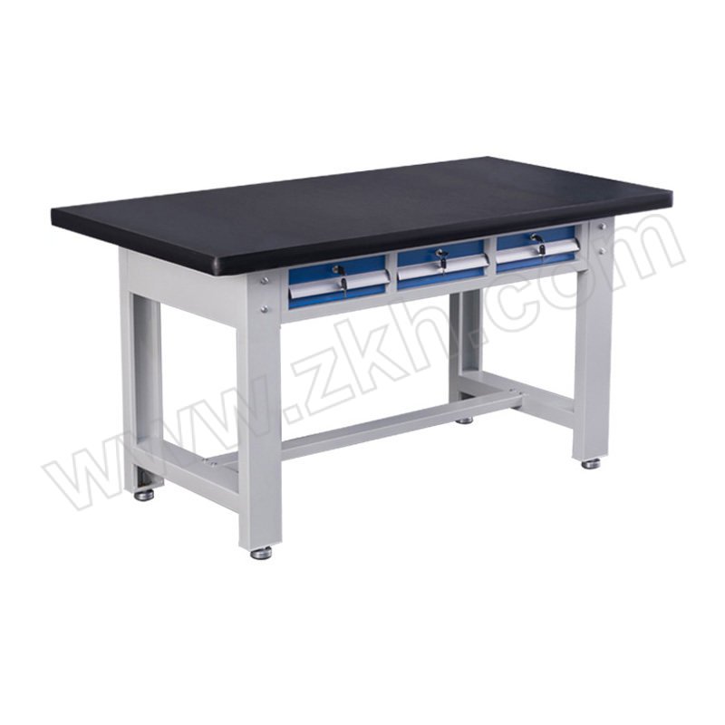 JTSG/京图尚冠 重型工作台 TF131 尺寸1500*750*800mm 台面承载1000kg 灰色 钢板台面单桌款平三抽 1张