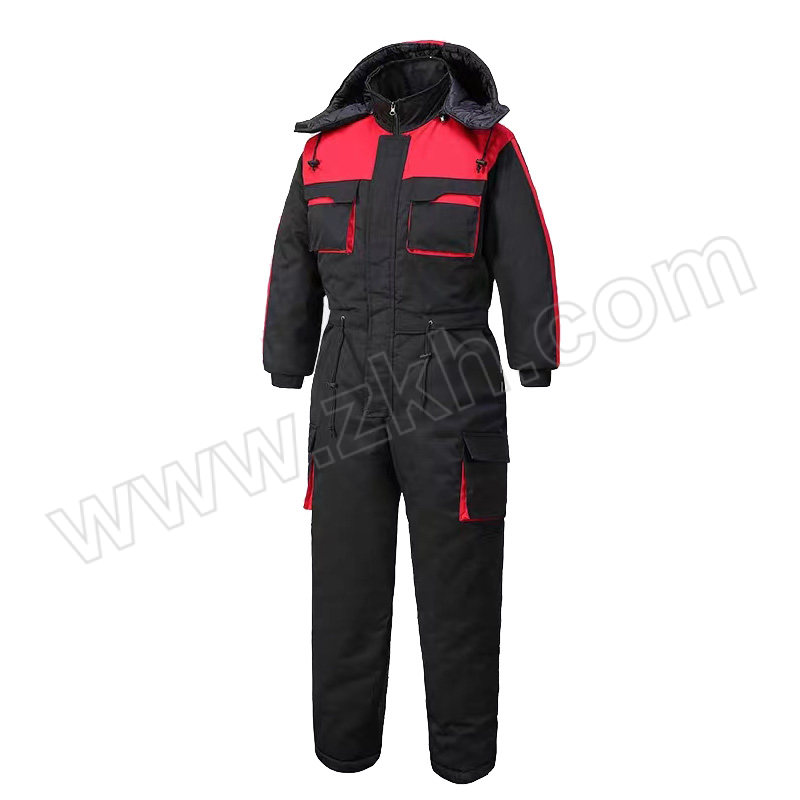 AYQ/安佑全 防寒连体工作棉服 KM-1018 175码 黑色+红色 1件