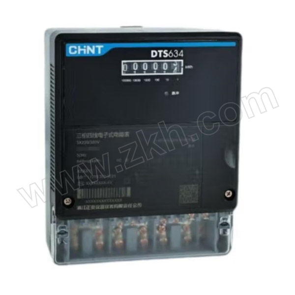 CHINT/正泰 DTS634三相电子式电能表 DTS634 220/380V0.015-0.075(6)A B级计度器 昆仑 1个