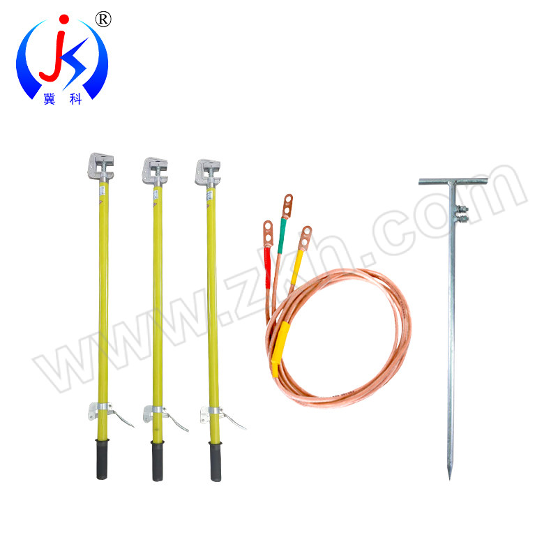 JK/冀科 手握式接地棒加地针 JK-JDB319 0.5m杆 25mm²线 3×1+9m+地针 黄色 1套 1套