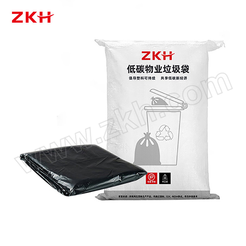 ZKH/震坤行 低碳物业垃圾袋 HCP-DB45-94 90×100cm 双层 3.2丝 黑色 50只 1包