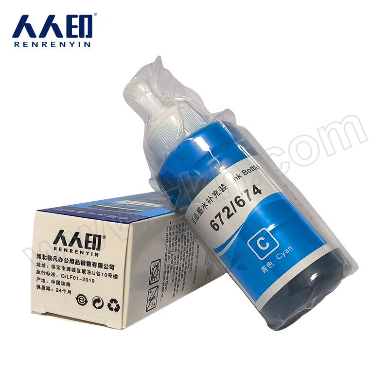 RRY/人人印 墨水 672 70mL 蓝色 适用爱普生L101/L111/L130/L201/L211/L220/L301/L303/L310/L313/L351/L353/L358/L360/L363/L365/L455/L551/L558/L565/L1300 1支