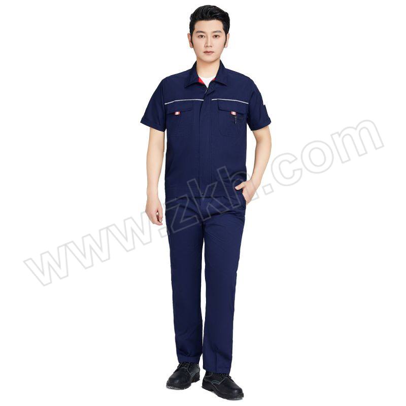 TOPRUI/拓普瑞 夏季防静电短袖工作服套装 9901 180码 藏蓝色 含上衣×1+裤子×1 1套