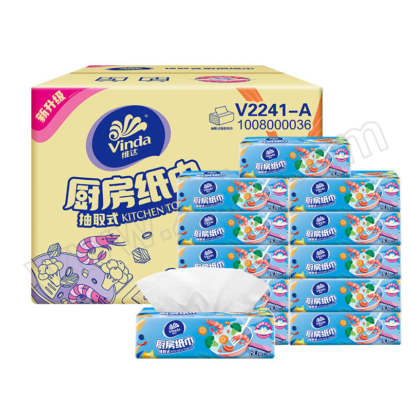 VINDA/维达 厨房用纸 V2241-A 2层 80抽×12包 1箱