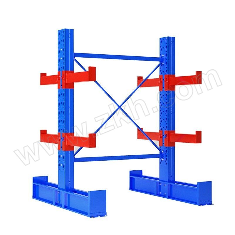 XJY/鑫久一 双面悬臂梁货架 1300×1600×2000mm 悬臂承载500kg 蓝色+橘红色 1组