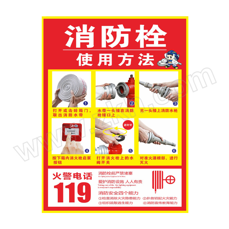 MAIYINUO/迈易诺 消防安全标标志牌 MYN-XFBS-001 55×70cm 消防栓的使用方法02 1个
