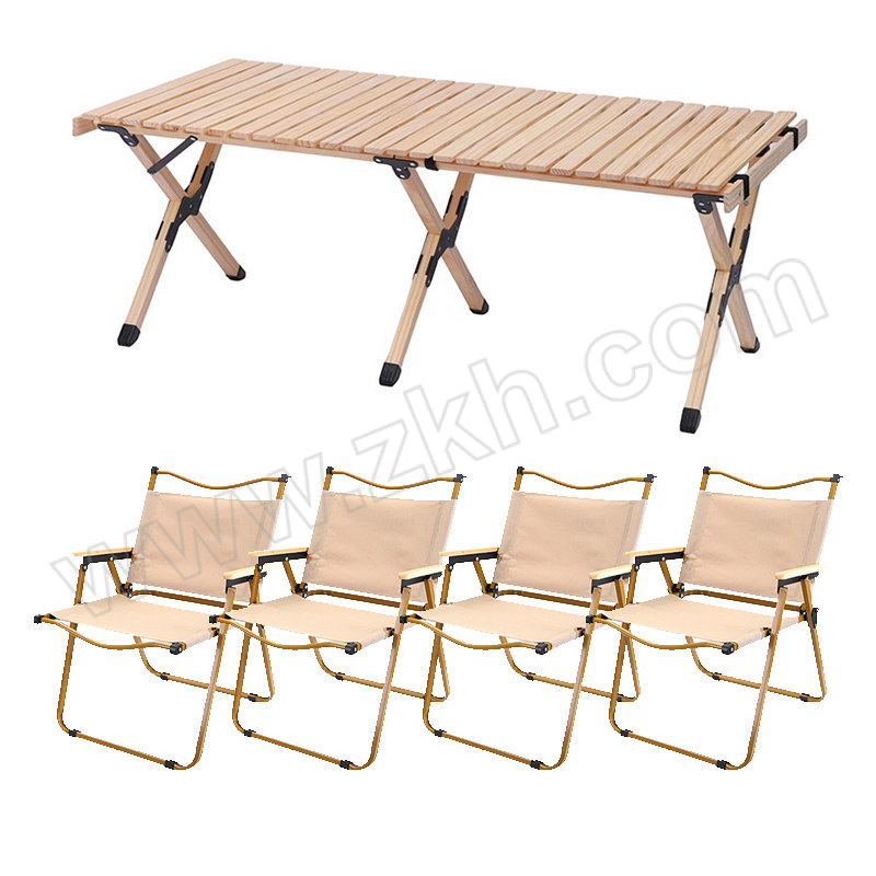 FTLY/飞图乐 原木折叠桌椅套装大号 ZDZY0902 桌子60×120×45cm 椅子76×47×54cm×4个 原木色 1套