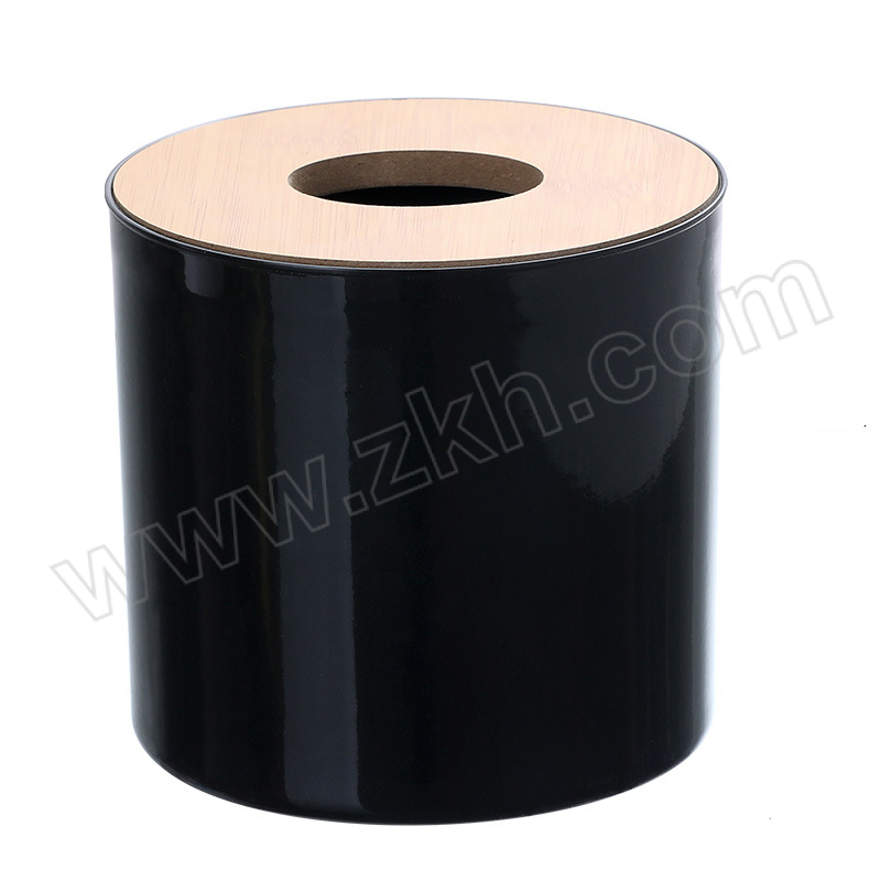 JINZHENHE/金臻赫 圆形竹木纸巾盒 13.3x12.5cm 黑色 1个