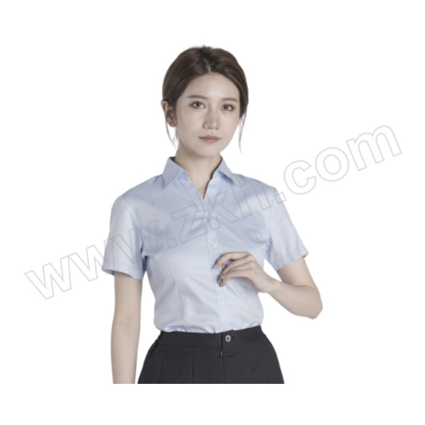XISHUAI/西帅 女士商务成衣免烫短袖衬衣 100%棉 39码 蓝色 1件