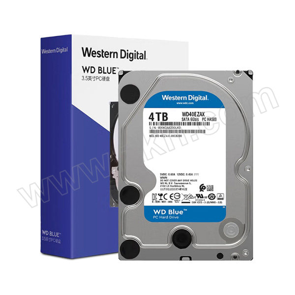 WD/西部数据 机械硬盘 WD40EZAX 4TB 5400RPM 256MB SATA CMR 蓝盘 三年质保 1块