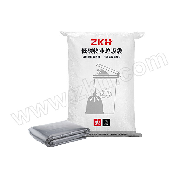 ZKH/震坤行 低碳物业垃圾袋 ZKH-LRDG08 100×120cm 双面厚2.8丝 深灰色 50只 1包