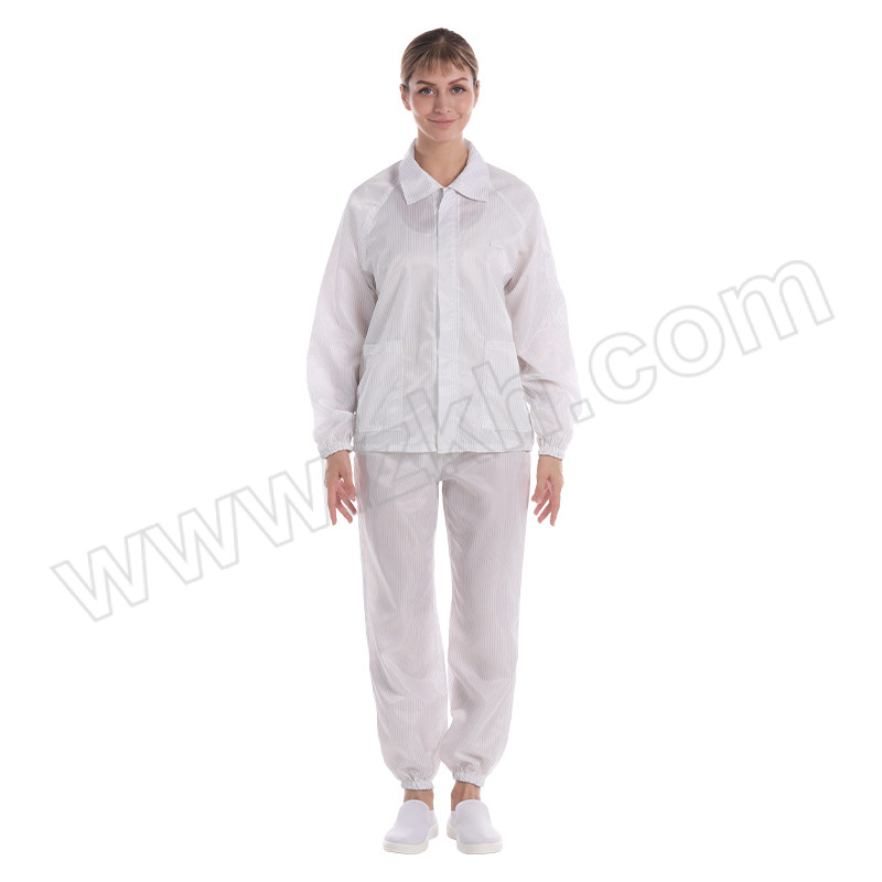 WK/鑫唯科 条纹翻领分体服套装 FJDF422B03 L 白色 含上衣×1+裤子×1 1套