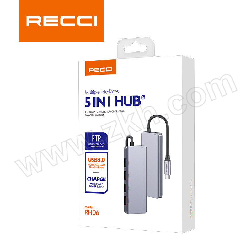 RECCI/锐思 拓展坞 RH06 标配/灰色/五合一/Type-c转4个USB接口/小巧便携 1个