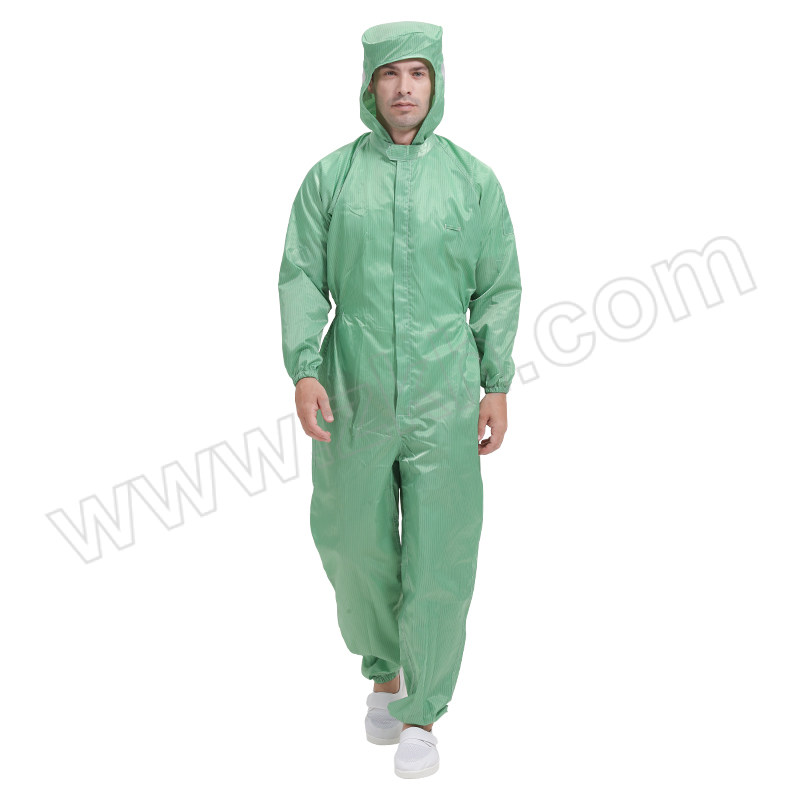 WK/鑫唯科 条纹连体连帽防静电工作服 FJDF431G06 3XL 绿色 1件