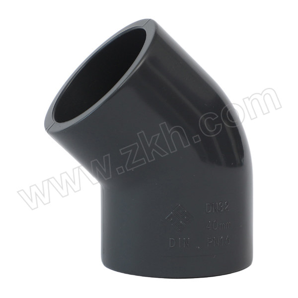SHCN/协羽塑胶 UPVC45°弯头(化工管配件) dn90 国标 1.6MPa 适配管外径90mm 深灰色 1个