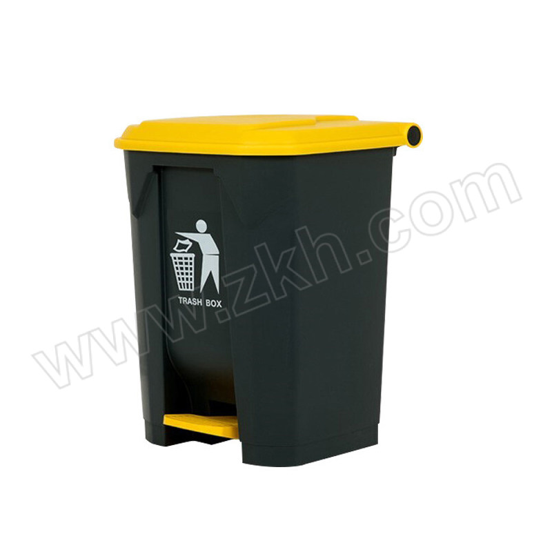 PINLEDI/品乐涤 加厚脚踩式垃圾桶 黄盖灰桶带内桶 20L 1个