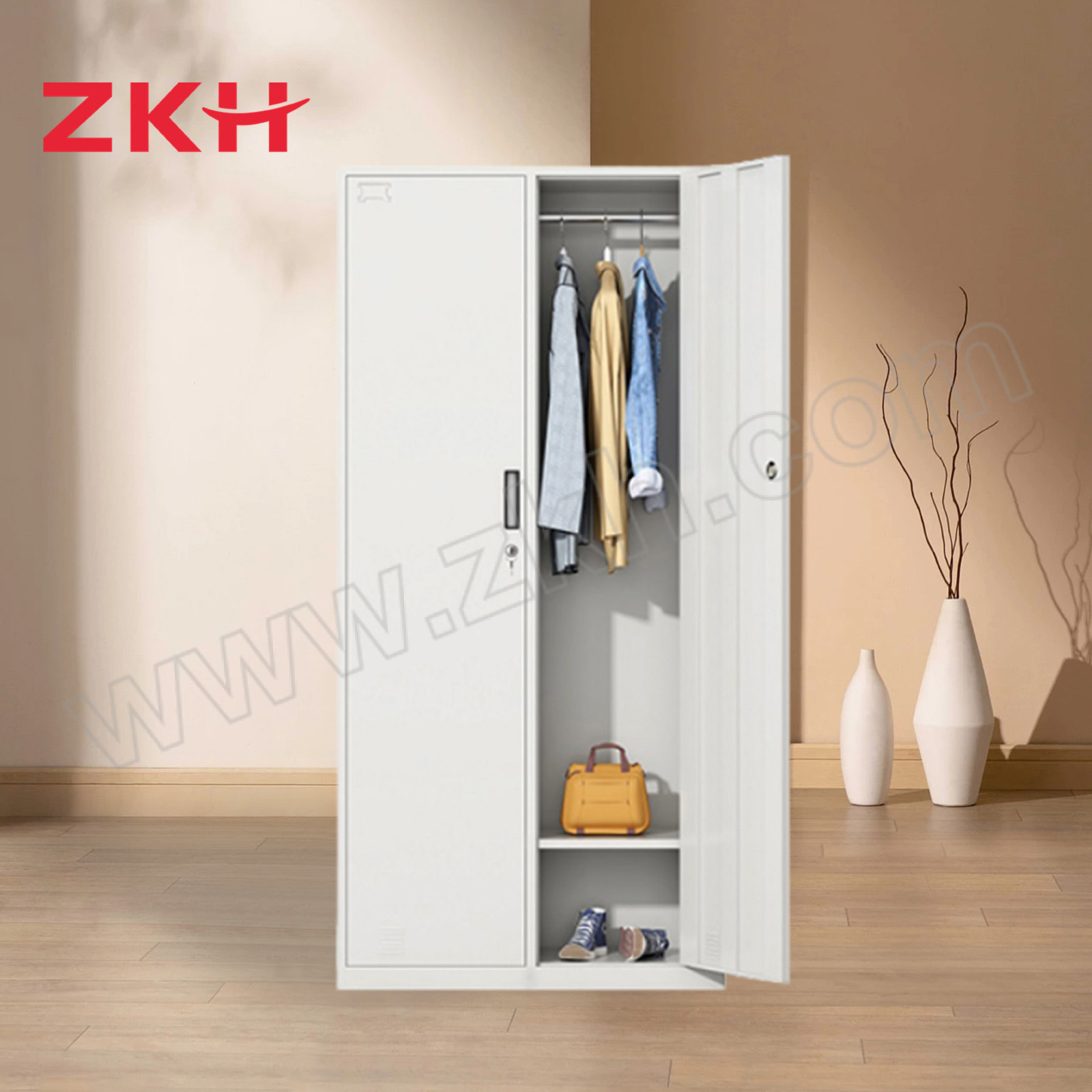 ZKH/震坤行 两门更衣柜(经济款) DC-GYG-SG206 尺寸850×420×1800mm 灰白色 1台