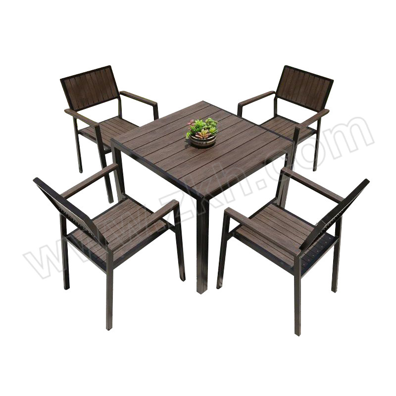 SX/韶希 户外防腐木塑木桌椅0.8米方桌竖纹椅四把 SX-hwzy22 1套
